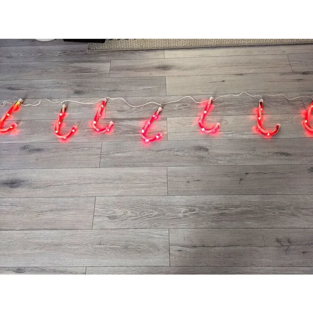 Vintage Lighted Candy Canes Each Candy is 10 Inches Entire Strand is 14 Ft.
